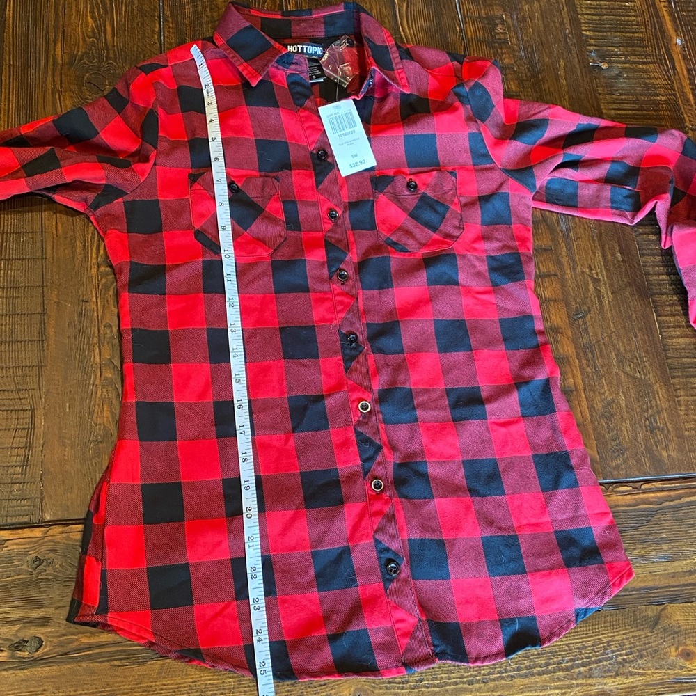 NWT Hot topic plaid skeleton spine top small - Picture 5 of 7
